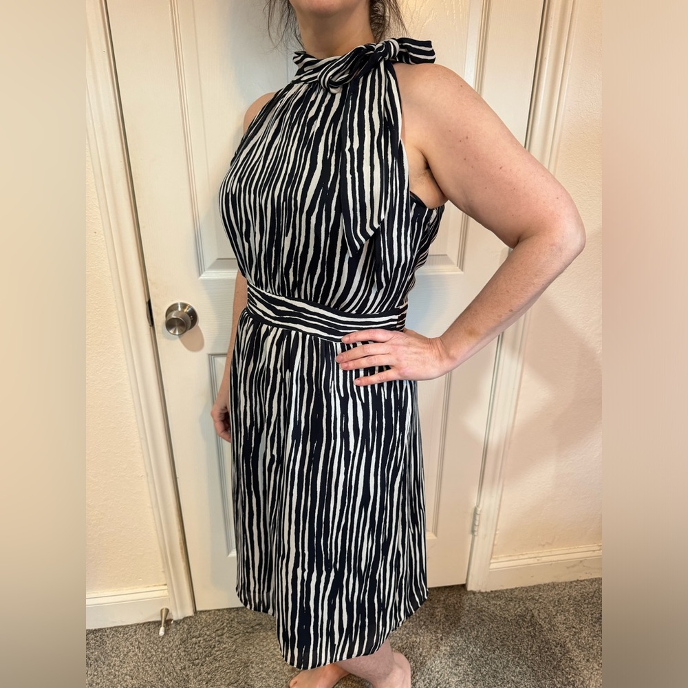 Banana Republic Navy/White Dress with Neck Tie